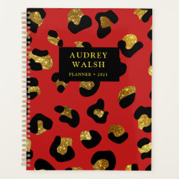 Agenda Girly Purpurinoso Gold Red Leopard print Luxury