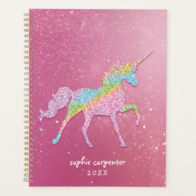Agenda Girly Rainbow Purpurina Unicorn Planner (Anverso)