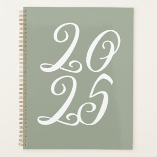 Agenda Girly sage green personalizado lindo guión año
