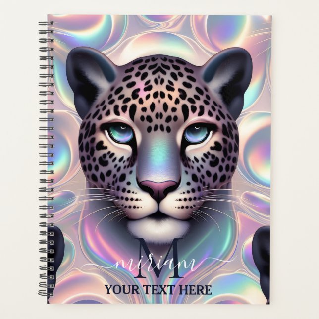 Agenda Girly Trendy Opal Leopard Print Monogram Softcover (Anverso)