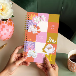 Agenda Girly Watercolor Peony Florals Retro revisado