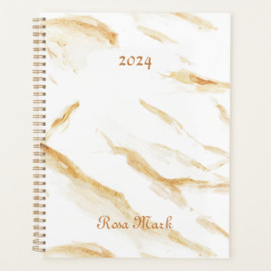 Agenda Giro de mármol blanco personalizado