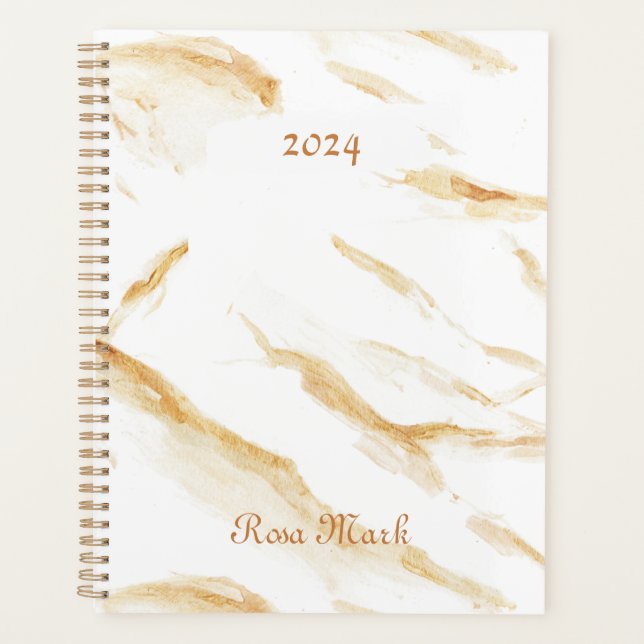 Agenda Giro de mármol blanco personalizado (Anverso)