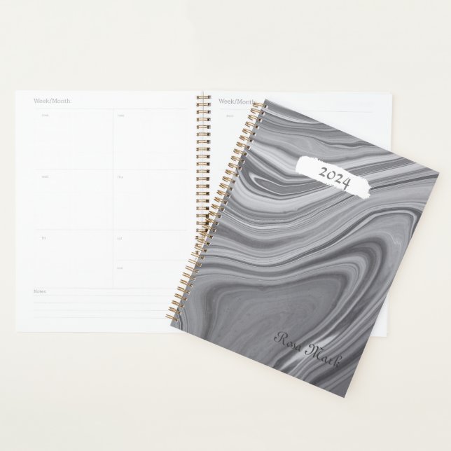 Agenda Giro de mármol gris personalizado (Demostración)