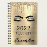 Agenda Glam de Esparkle Eyelashes Purpurina de oro de 202<br><div class="desc">2022 Oro Eyelashkle Purpurina Nombre Monograma y Portátil Espiral Inicial. Esto hace que el dulce perfecto cumpleaños 16,  boda,  ducha de novia,  aniversario,  ducha de bebé o fiesta de soltera sea regalo para alguien que ama el lujo glam y los estilos de moda.</div>