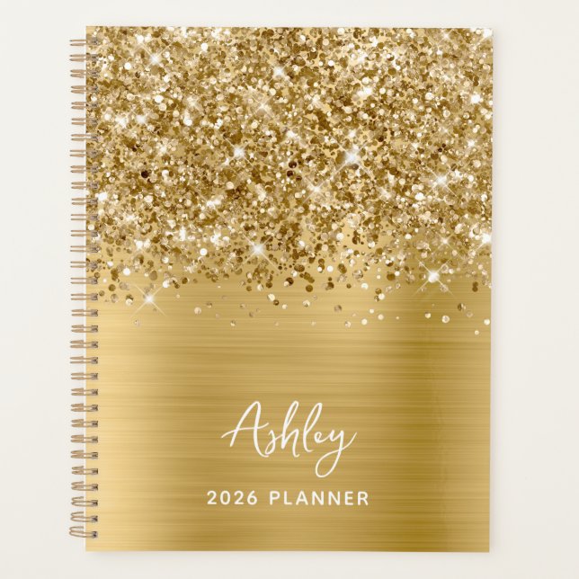 Agenda Glam de oro Purpurinoso personalizado 2023 (Anverso)