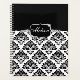 Agenda Glam Elegant Black Damask Diamonds Bath Mat