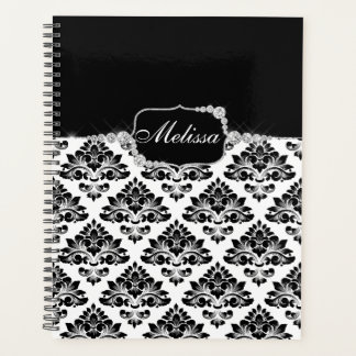 Agenda Glam Elegant Black Damask Diamonds Bath Mat