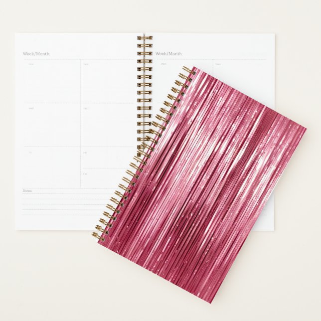 Agenda Glam Girly Pink Tinsel Stripes (Demostración)