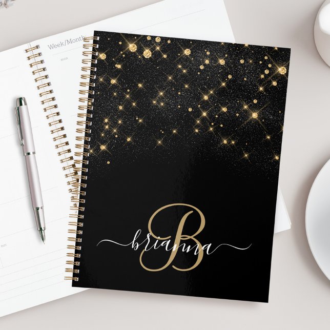 Agenda Glam Gold Purpurina Diamond Sparkle Elegant Monogr (Subido por el creador)