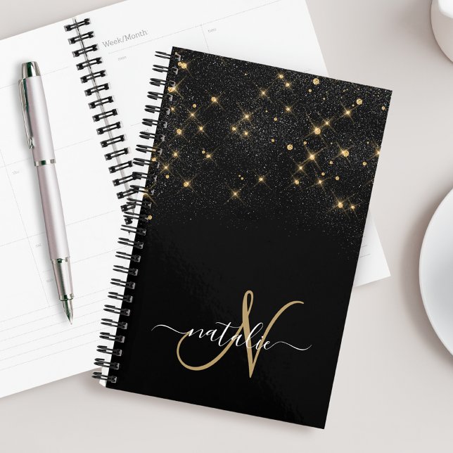 Agenda Glam Gold Purpurina Diamond Sparkle Elegant Monogr (Subido por el creador)