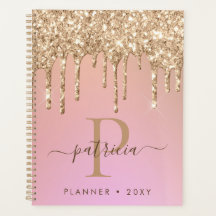 Glam Gold Purpurina Dris Elegant Monograma Planner
