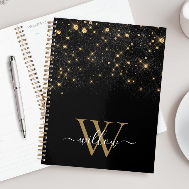Agenda Glam Gold Purpurina Sparkling Elegant Lujoso Monog (Subido por el creador)