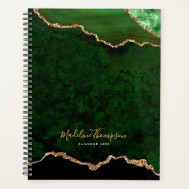 Agenda Glam Green Velvet Aget Geode Gold Script