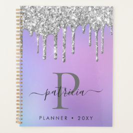 Agenda Glam Luces Plateadas Elegante Monograma