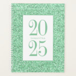 Agenda Glam Mint Green Purpurina Personalizado 2022<br><div class="desc">Moda Mint Green purpurina brillante diseño de patrones en un nuevo y lujoso elegante y clásico que parece un planificador sin fecha para 2022 con nombre personalizado o título de sujeto planificador dentro de un borde cuadrado en el frente.</div>