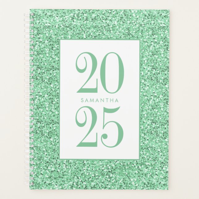 Agenda Glam Mint Green Purpurina Personalizado 2022 (Anverso)