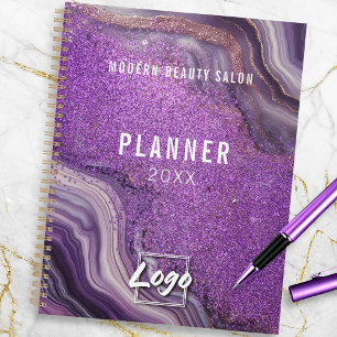 Agenda Glam Moda Purpurina púrpura agate Marble anual
