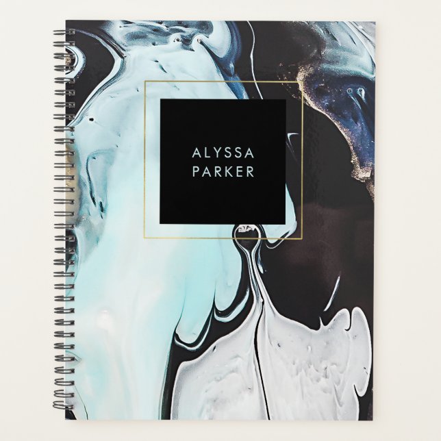 Agenda Glam Modern Ink Swirls con Black Square (Anverso)