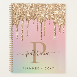 Agenda Glam Oro Brillo Gotea Monograma Elegante