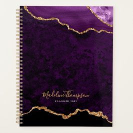 Agenda Glam Purple Velvet Aget Geode Gold Script