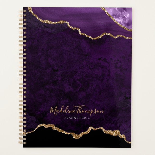 Agenda Glam Purple Velvet Aget Geode Gold Script (Anverso)