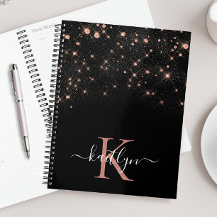 Agenda Glam Rosa Gold Purpurina Elegante Monograma de Luj
