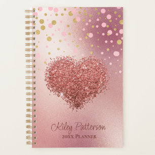 Agenda Glam Rosa Oro Purpurina Rosa Corazón Girly