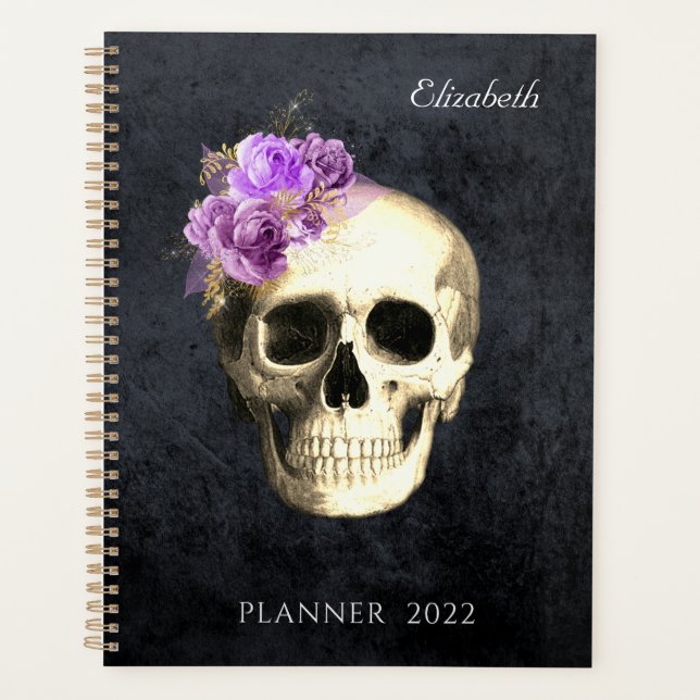 Agenda  Glam Skull gótico personalizado 2022 (Anverso)