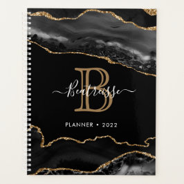 Agenda Glamoroso Purpurina Agate Black Gold Monograma