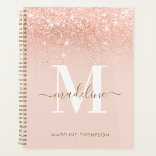 Agenda Glamoroso Purpurina Rosegold Elegante Script Monog