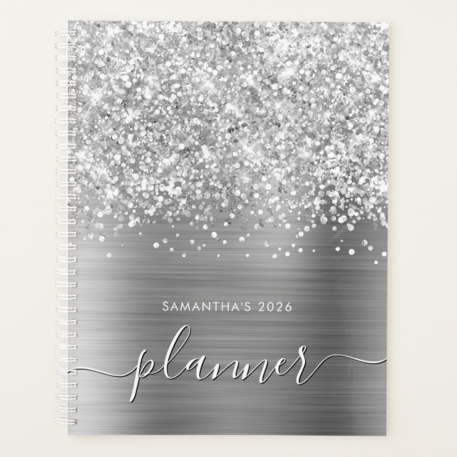 Agenda Glamour Plateado Brillante (Anverso)