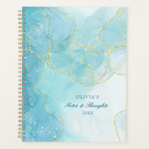 Agenda Glitter & Turquesa Mármol Nombre Personalizado 202