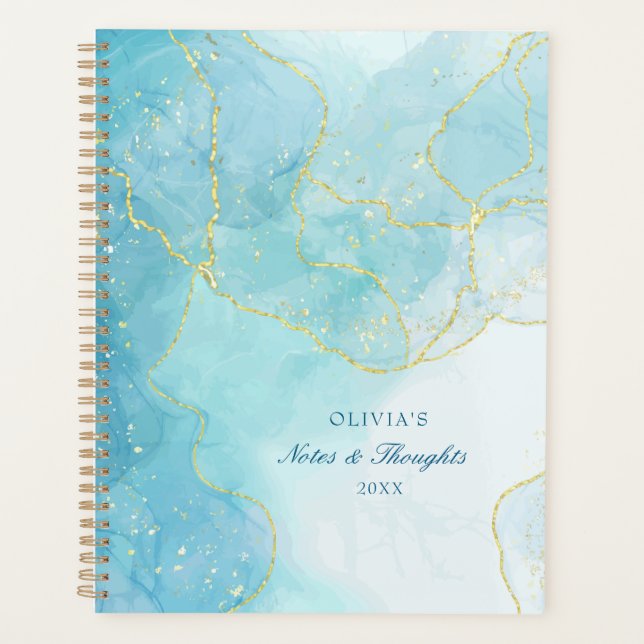 Agenda Glitter & Turquoise Marble Custom Name 2026 (Anverso)