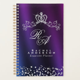 Agenda Glittering Crown Monograma Azul morado