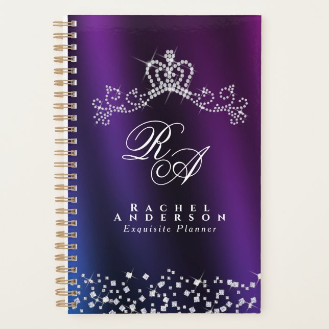 Agenda Glittering Crown Monograma Azul morado (Anverso)