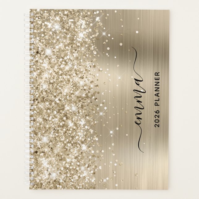 Agenda Glittery Pale Gold Foil Swash Signature (Anverso)