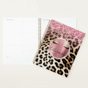 Agenda Glitzy Purpurina Rosa Oro Eyelashes Leopardo