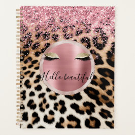 Agenda Glitzy Purpurina Rosa Oro Eyelashes Leopardo