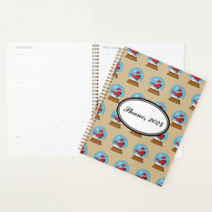 Agenda Globe de nieve con cardenal rojo curado