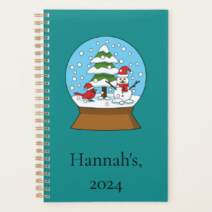 Agenda Globe w Cardinal Snowman & Pine Tree   Personaliza