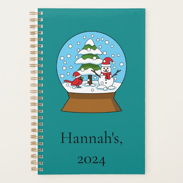 Agenda Globe w Cardinal Snowman & Pine Tree | Personaliza (Anverso)