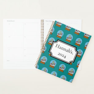 Agenda Globe w Cardinal Snowman & Pine Tree Personaliza