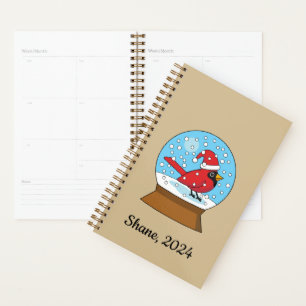 Agenda Globo de Nieve con Cardenal Rojo Adorable