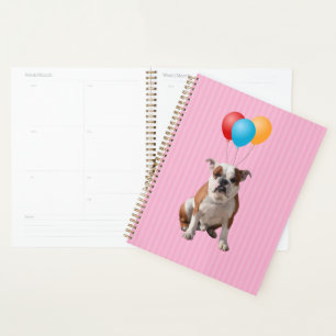 Agenda Globos de bulldog Feliz cumpleaños Rosa