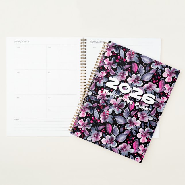 Agenda Gloria-Black,Gray,Pink Floral Customizable Planner (Demostración)