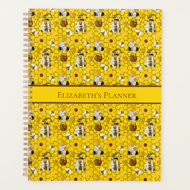 Agenda Gnome Abejas de girasol amarillo miel personalizad (Anverso)