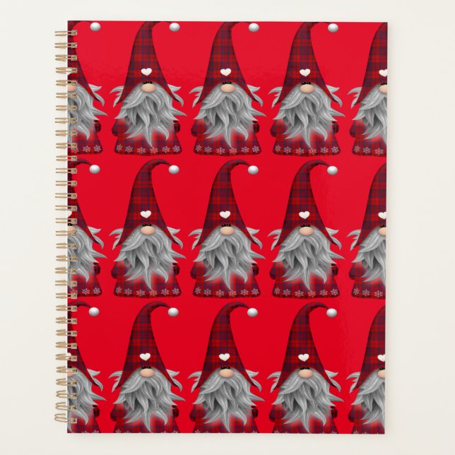 Agenda Gnome de Navidades con manto de búfalo rojo curado (Anverso)