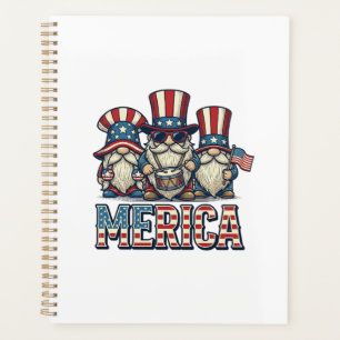 Agenda Gnomo Patriótico Merica Diseño Vector Vintage_1