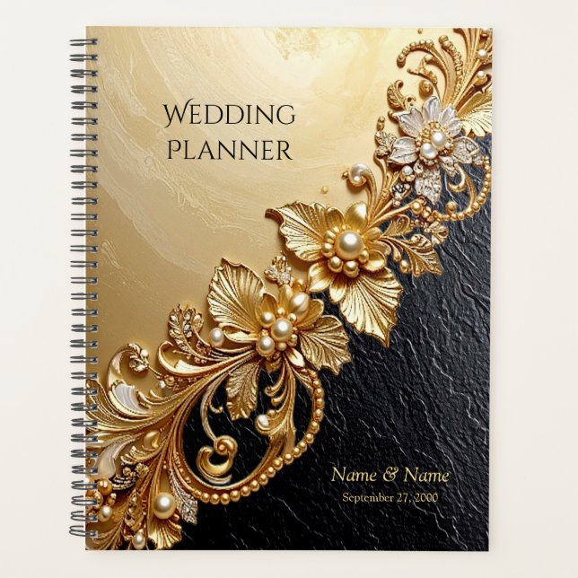 Agenda Gold Floral Embellishments Planner (Anverso)